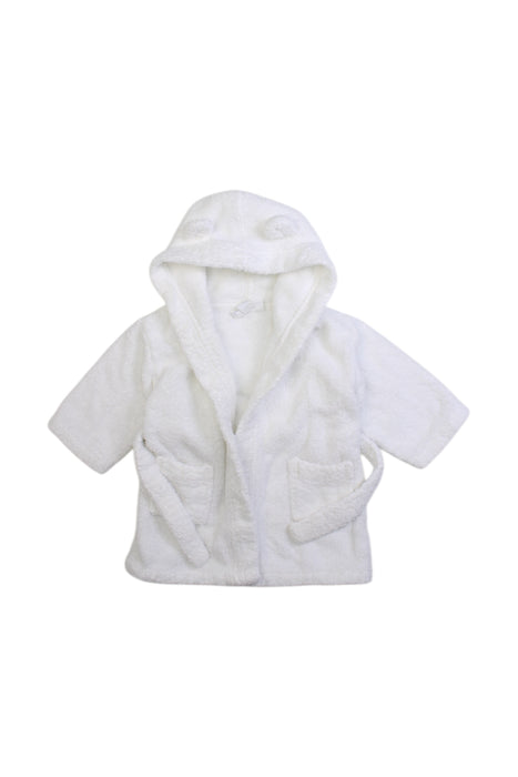 A White Bathrobes from The Little White Company in size 6-12M for neutral. (Front View)
