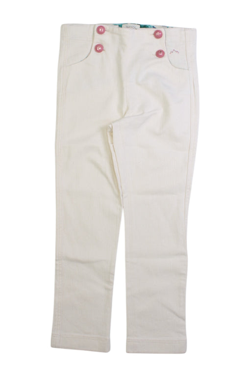 A Ivory Casual Pants from Nanos in size 6T for girl. (Front View)