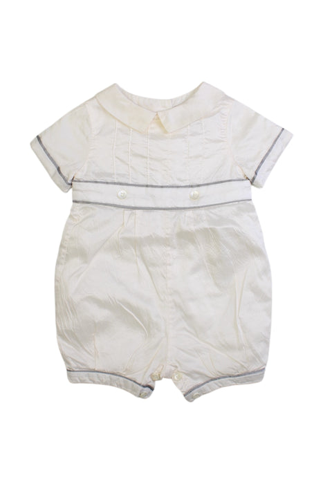 A White Short Sleeve Rompers from John Lewis in size 3-6M for neutral. (Front View)