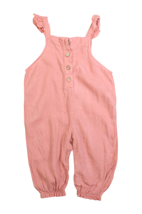 A Pink Long Overalls from Play Up in size 6-12M for girl. (Front View)