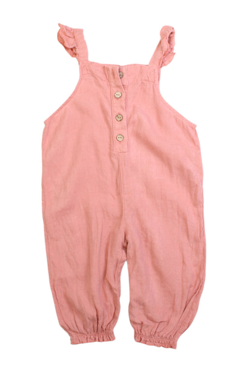 A Pink Long Overalls from Play Up in size 6-12M for girl. (Front View)