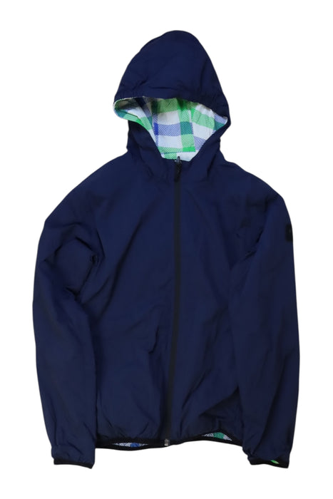 A Navy Rain Jackets from Finger in the Nose in size 13Y for boy. (Front View)
