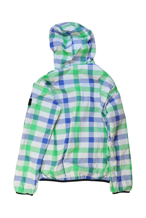 A Navy Rain Jackets from Finger in the Nose in size 13Y for boy. (Back View)