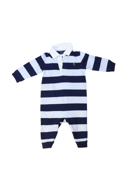 A Navy Long Sleeve Rompers from Ralph Lauren in size 3-6M for boy. (Front View)