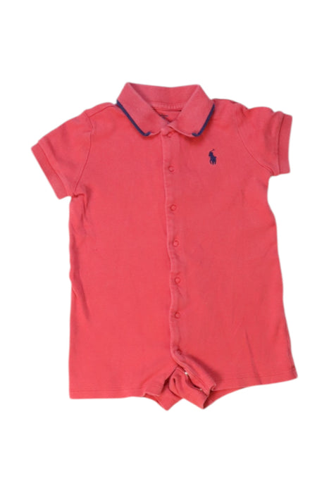 A Red Short Sleeve Rompers from Ralph Lauren in size 6-12M for boy. (Front View)
