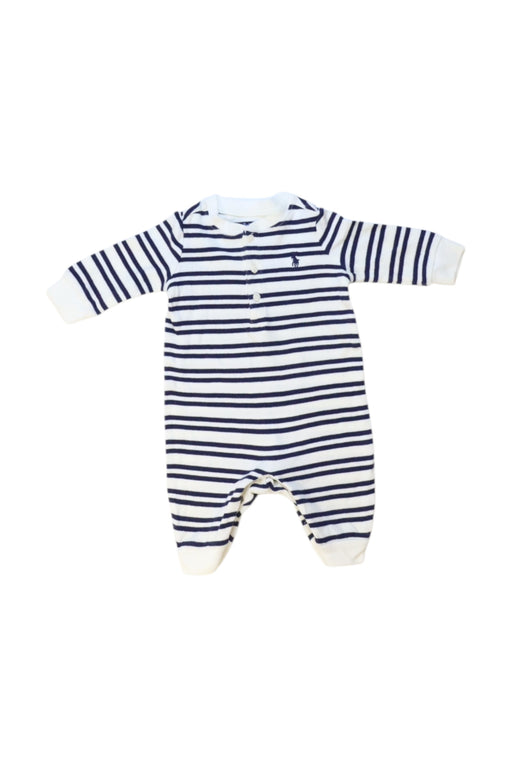A Navy Long Sleeve Rompers from Ralph Lauren in size 0-3M for boy. (Front View)