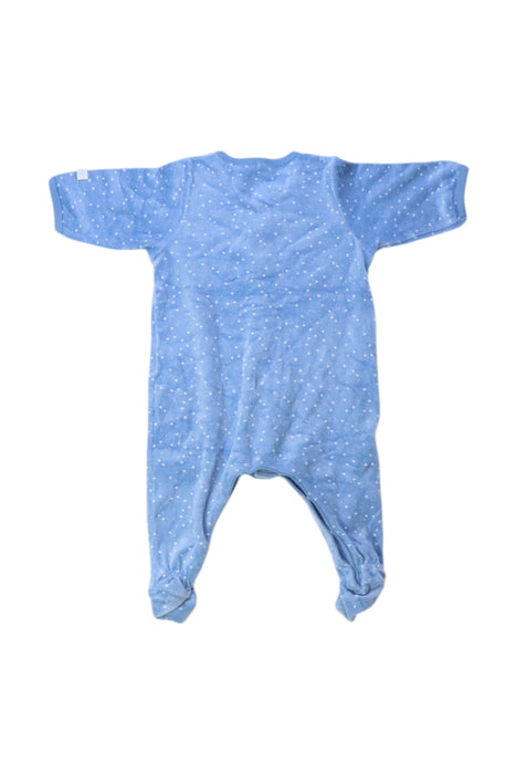 A Blue Onesies from Petit Bateau in size 0-3M for boy. (Back View)