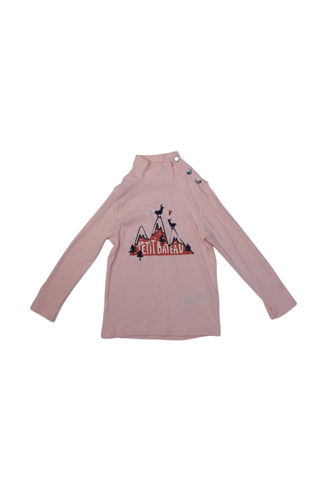 A Pink Long Sleeve Bodysuits from Petit Bateau in size 3T for girl. (Front View)