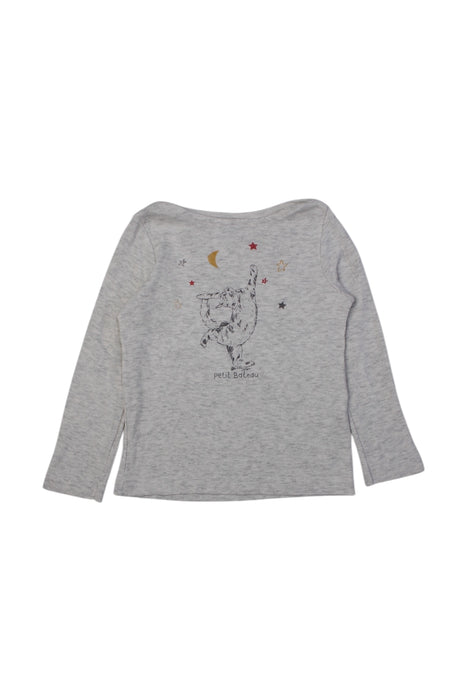 A Grey Long Sleeve Bodysuits from Petit Bateau in size 3T for girl. (Front View)