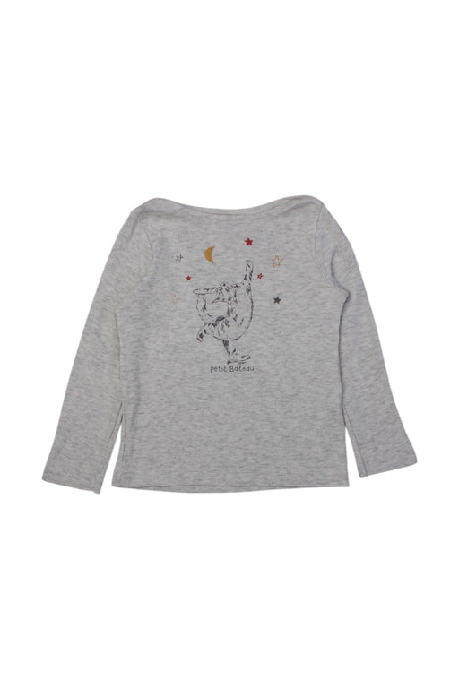 A Grey Long Sleeve Bodysuits from Petit Bateau in size 3T for girl. (Front View)