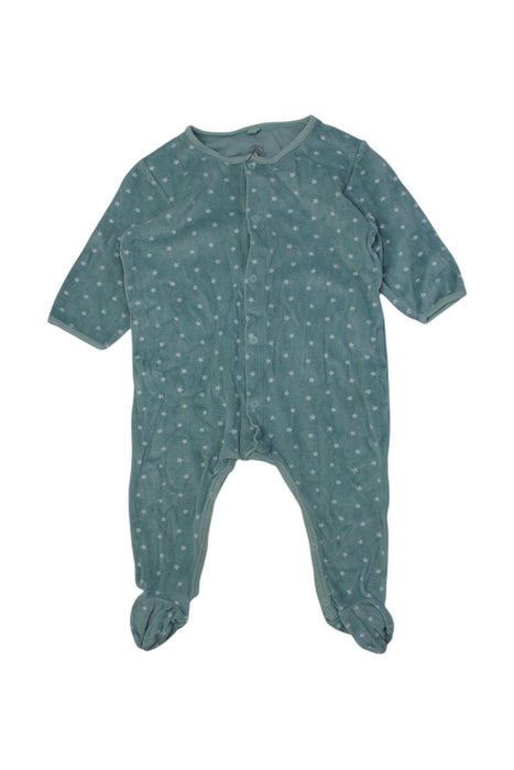 A Teal Onesies from Petit Bateau in size 6-12M for neutral. (Front View)