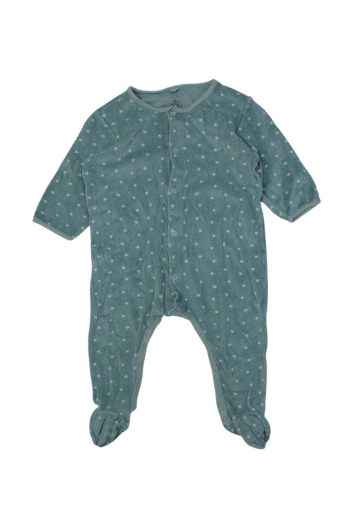 A Teal Onesies from Petit Bateau in size 6-12M for neutral. (Front View)