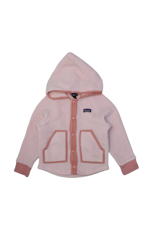 A Pink Buttoned Sweatshirts from Patagonia in size 5T for girl. (Front View)