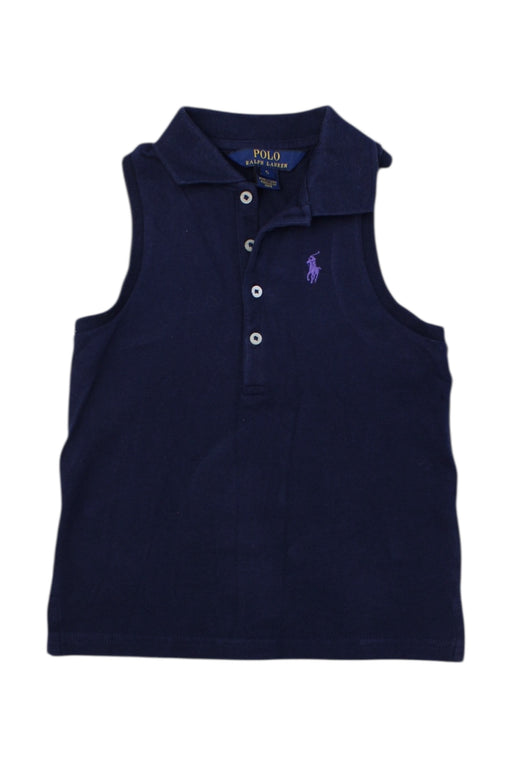 A Navy Sleeveless Polos from Polo Ralph Lauren in size 5T for girl. (Front View)