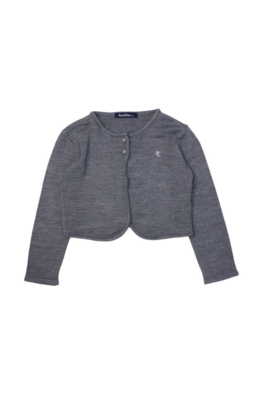 A Grey Cardigans from Familiar in size 5T for girl. (Front View)