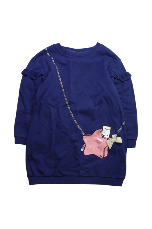 A Navy Long Sleeve Dresses from Kingkow in size 5T for girl. (Front View)