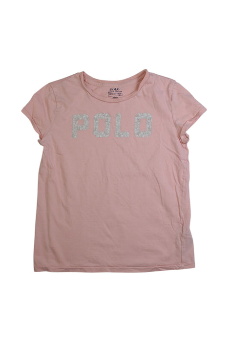 A Pink Short Sleeve T Shirts from Polo Ralph Lauren in size 12Y for girl. (Front View)