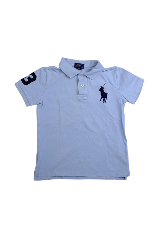 A Blue Short Sleeve Polos from Polo Ralph Lauren in size 6T for boy. (Front View)
