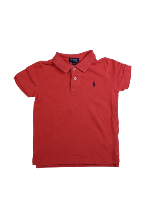 A Red Short Sleeve Polos from Polo Ralph Lauren in size 5T for boy. (Front View)