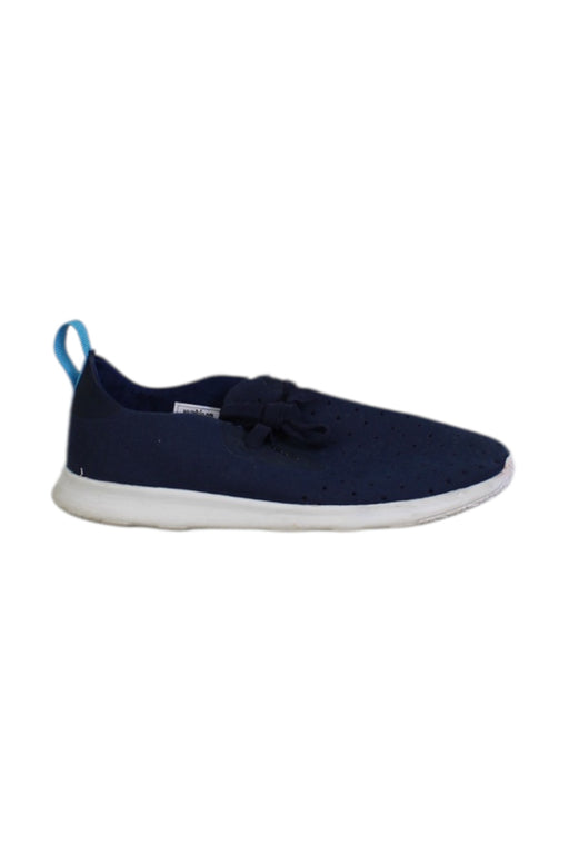 A Navy Slip Ons from Native Shoes in size 6T for boy. (Front View)