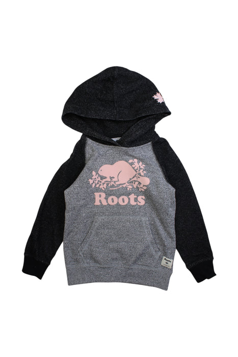 A Grey Hooded Sweatshirts from Roots in size 6T for girl. (Front View)