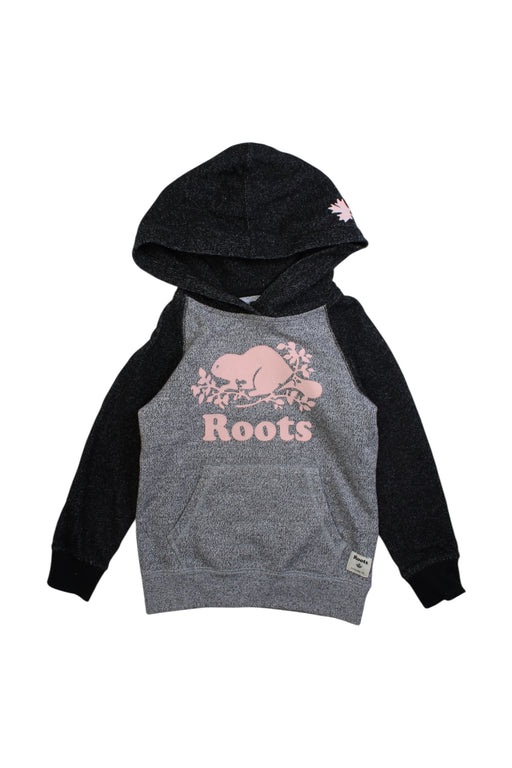 A Grey Hooded Sweatshirts from Roots in size 6T for girl. (Front View)