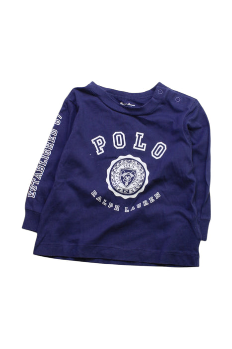 A Navy Long Sleeve T Shirts from Ralph Lauren in size 3-6M for neutral. (Front View)