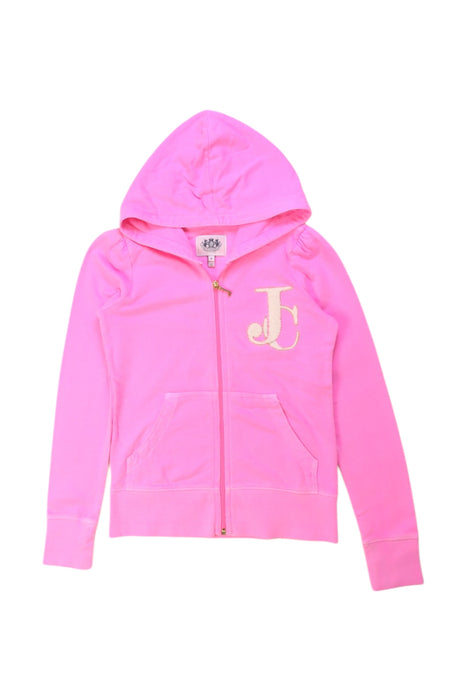A Pink Zippered Sweatshirts from Juicy Couture in size 8Y for girl. (Front View)