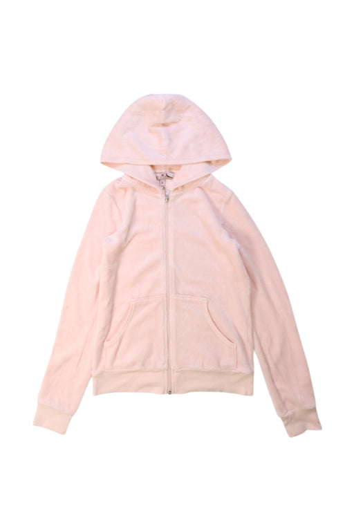 A Peach Zippered Sweatshirts from Juicy Couture in size 8Y for girl. (Front View)