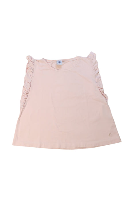 A Peach Sleeveless Tops from Petit Bateau in size 6T for girl. (Front View)