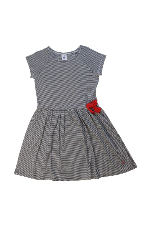 A Grey Short Sleeve Dresses from Petit Bateau in size 8Y for girl. (Front View)
