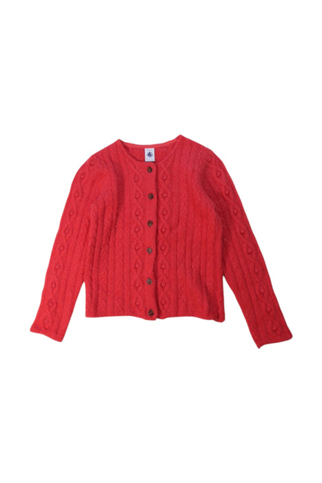 A Red Cardigans from Petit Bateau in size 8Y for girl. (Front View)