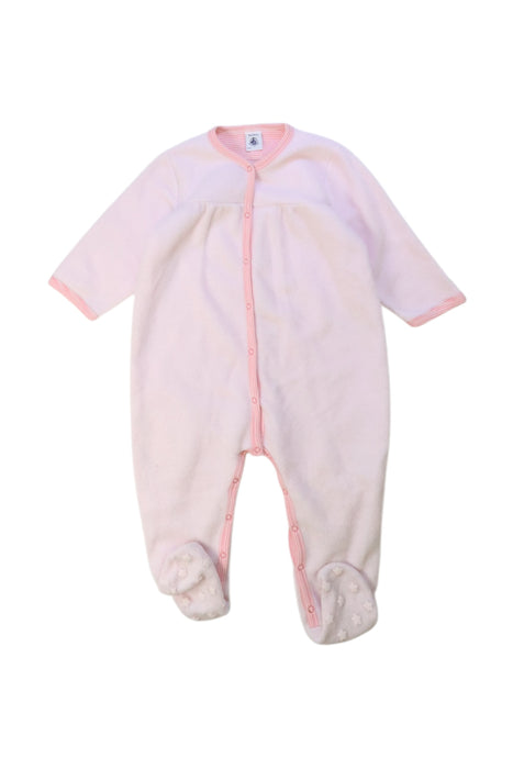 A White Onesies from Petit Bateau in size 12-18M for girl. (Front View)