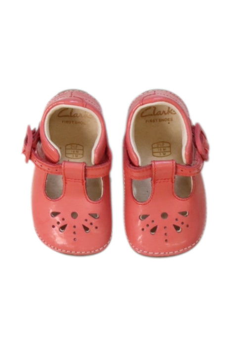 A Pink Flats from Clarks in size 12-18M for girl. (Back View)