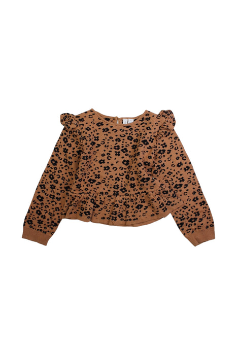 A Brown Long Sleeve Tops from Janie & Jack in size 5T for girl. (Front View)