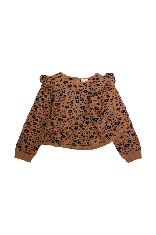 A Brown Long Sleeve Tops from Janie & Jack in size 5T for girl. (Front View)