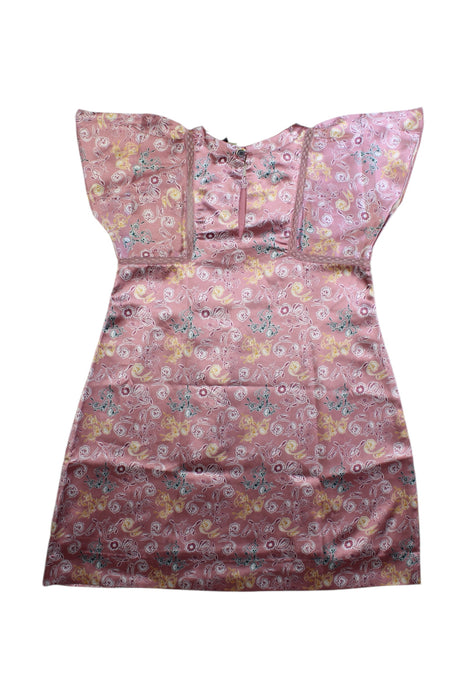 A Pink Sleeveless Dresses from Velveteen in size 4T for girl. (Back View)