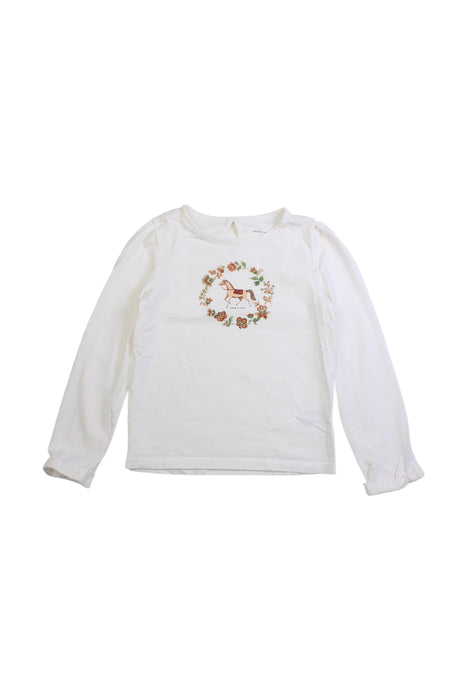 A White Long Sleeve Tops from Janie & Jack in size 6T for girl. (Front View)