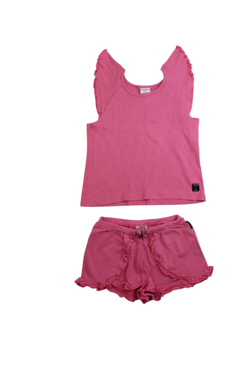 A Pink Short Sleeve Tops from Polarn O. Pyret in size 4T for girl. (Front View)