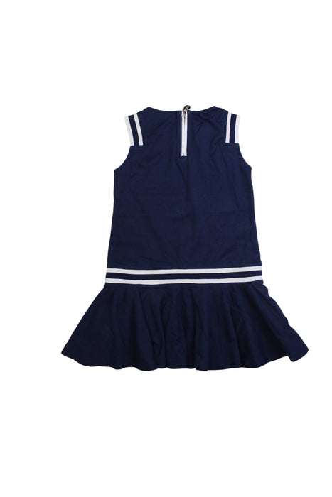 A Navy Sleeveless Dresses from Ferrari in size 4T for girl. (Back View)