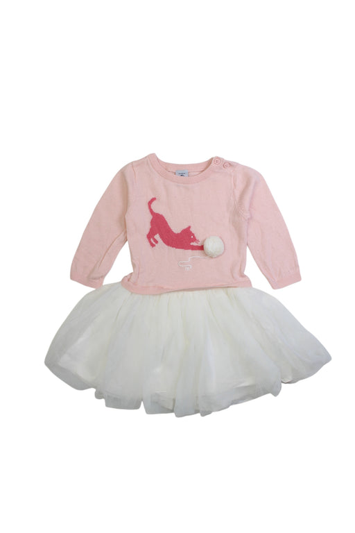 A Pink Long Sleeve Dresses from Petit Bateau in size 2T for girl. (Front View)