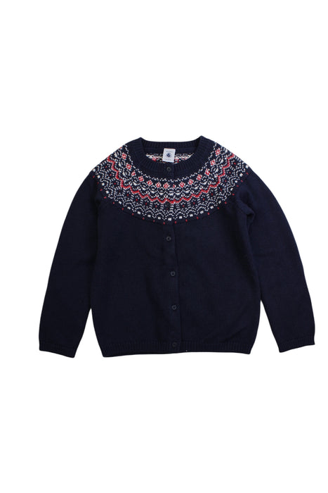 A Navy Cardigans from Petit Bateau in size 6T for girl. (Front View)