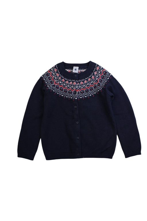 A Navy Cardigans from Petit Bateau in size 6T for girl. (Front View)