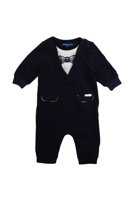 A Navy Long Sleeve Rompers from Nicholas & Bears in size 0-3M for boy. (Front View)