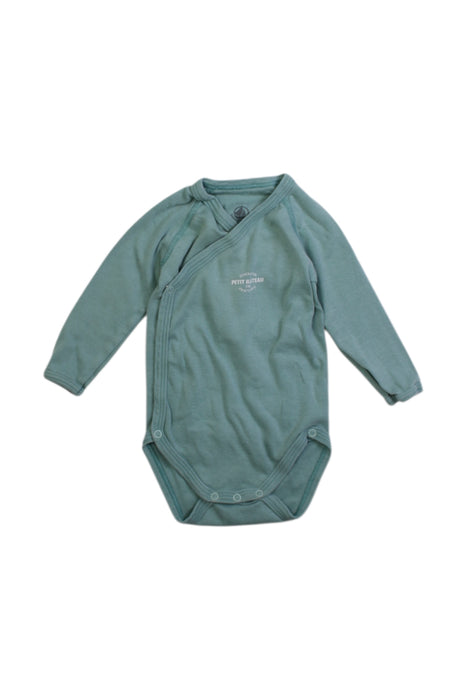 A Green Long Sleeve Bodysuits from Petit Bateau in size 3-6M for boy. (Front View)