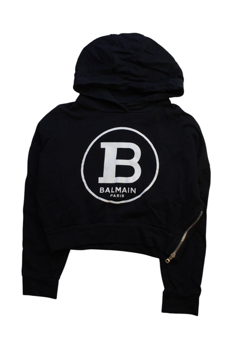 A Black Hooded Sweatshirts from Balmain in size 10Y for neutral. (Front View)