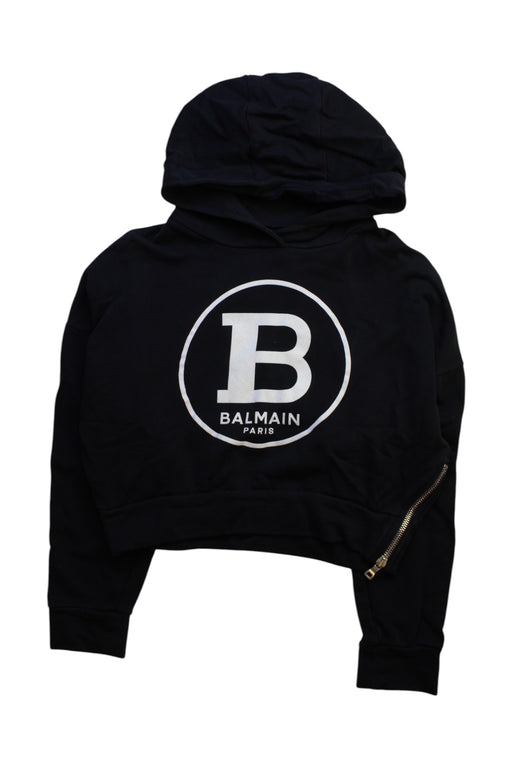 A Black Hooded Sweatshirts from Balmain in size 10Y for neutral. (Front View)