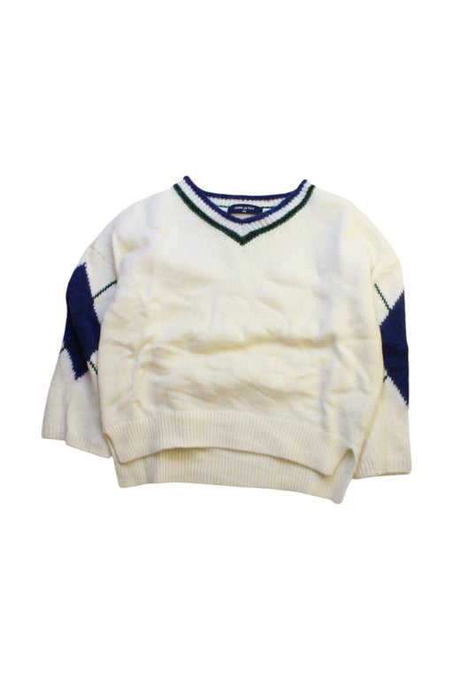 A White Knit Sweaters from Comme Ca Ism in size 7Y for boy. (Front View)