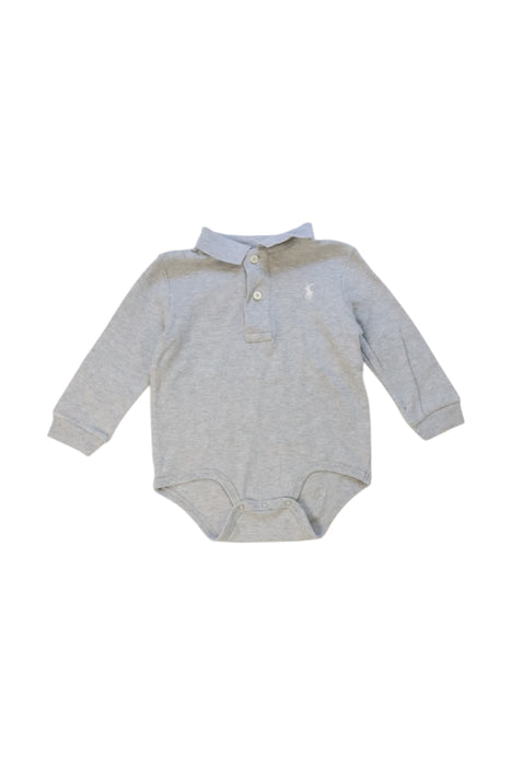 A Grey Long Sleeve Bodysuits from Ralph Lauren in size 12-18M for boy. (Front View)