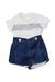 A White Shorts Sets from La Coqueta in size 0-3M for boy. (Front View)